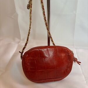 Vintage L. J. Simone Women’s Red Croc Leather Crossbody Bag